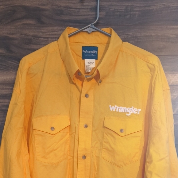 🤠 Wrangler Western Spellout Logo Shirt | Yellow | Men's XXL - Picture 3 of 7